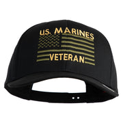US Marines Veteran Flag Design Embroidered Solid Cotton Twill Pro Style Cap - Black OSFM