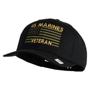 US Marines Veteran Flag Design Embroidered Solid Cotton Twill Pro Style Cap - Black OSFM