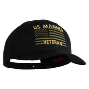 US Marines Veteran Flag Design Embroidered Solid Cotton Twill Pro Style Cap - Black OSFM