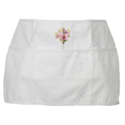 Chrysanthemum Embroidered 3 Pockets Chef's Apron - White OSFM