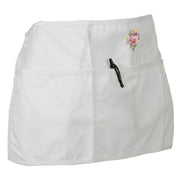 Chrysanthemum Embroidered 3 Pockets Chef's Apron - White OSFM