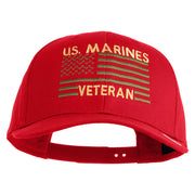US Marines Veteran Flag Design Embroidered Solid Cotton Twill Pro Style Cap - Red OSFM