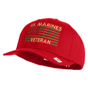 US Marines Veteran Flag Design Embroidered Solid Cotton Twill Pro Style Cap - Red OSFM