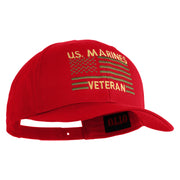 US Marines Veteran Flag Design Embroidered Solid Cotton Twill Pro Style Cap - Red OSFM