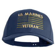 US Marines Veteran Flag Design Embroidered Solid Cotton Twill Pro Style Cap - Navy OSFM