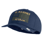 US Marines Veteran Flag Design Embroidered Solid Cotton Twill Pro Style Cap - Navy OSFM