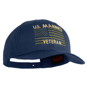 US Marines Veteran Flag Design Embroidered Solid Cotton Twill Pro Style Cap - Navy OSFM