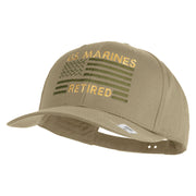 US Marines Retired Flag Design Embroidered Solid Cotton Twill Pro Style Cap - Khaki OSFM