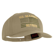 US Marines Retired Flag Design Embroidered Solid Cotton Twill Pro Style Cap - Khaki OSFM