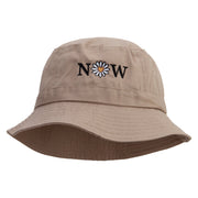 Now Daisy Text Embroidered Bucket Hat - Khaki OSFM