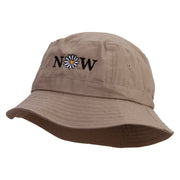 Now Daisy Text Embroidered Bucket Hat - Khaki OSFM