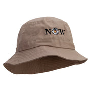 Now Daisy Text Embroidered Bucket Hat - Khaki OSFM