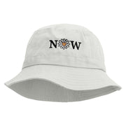 Now Daisy Text Embroidered Bucket Hat - White OSFM