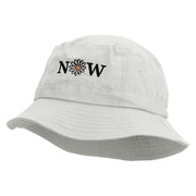 Now Daisy Text Embroidered Bucket Hat - White OSFM