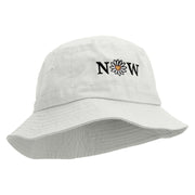 Now Daisy Text Embroidered Bucket Hat - White OSFM