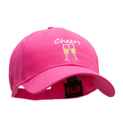 Sparkly Cheers Embroidered Solid Cotton Twill Low Profile Strap Cap