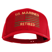 US Marines Retired Flag Design Embroidered Solid Cotton Twill Pro Style Cap - Red OSFM