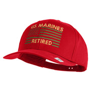 US Marines Retired Flag Design Embroidered Solid Cotton Twill Pro Style Cap - Red OSFM