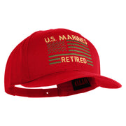 US Marines Retired Flag Design Embroidered Solid Cotton Twill Pro Style Cap - Red OSFM
