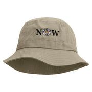 Now Daisy Text Embroidered Bucket Hat - Natural OSFM
