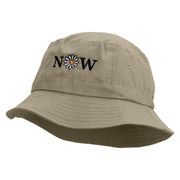 Now Daisy Text Embroidered Bucket Hat - Natural OSFM