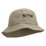 Now Daisy Text Embroidered Bucket Hat - Natural OSFM