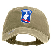 Licensed 173rd Airborne Brigade Combat Team Embroidered Washed Solid Pigment Dyed Cotton Twill Brass Buckle Cap - Khaki OSFM