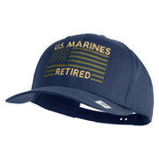 US Marines Retired Flag Design Embroidered Solid Cotton Twill Pro Style Cap - Navy OSFM