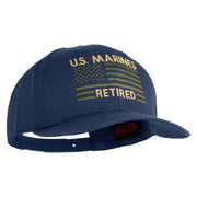 US Marines Retired Flag Design Embroidered Solid Cotton Twill Pro Style Cap - Navy OSFM