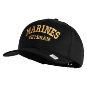 Marines Veteran Embroidered Solid Cotton Twill Pro Style Cap - Black OSFM