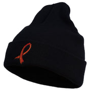 Kidney Cancer Ribbon Embroidered Long Beanie