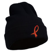 Kidney Cancer Ribbon Embroidered Long Beanie