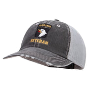 Licensed 101st Airborne Veteran Embroidered Low Profile Special Cotton Mesh Cap - Black OSFM