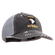 Licensed 101st Airborne Veteran Embroidered Low Profile Special Cotton Mesh Cap - Black OSFM