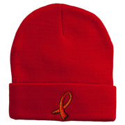 Kidney Cancer Ribbon Embroidered Long Beanie