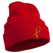 Kidney Cancer Ribbon Embroidered Long Beanie