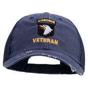 Licensed 101st Airborne Veteran Embroidered Low Profile Special Cotton Mesh Cap - Navy OSFM