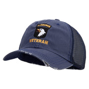 Licensed 101st Airborne Veteran Embroidered Low Profile Special Cotton Mesh Cap - Navy OSFM
