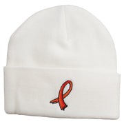 Kidney Cancer Ribbon Embroidered Long Beanie