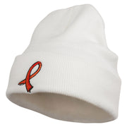 Kidney Cancer Ribbon Embroidered Long Beanie