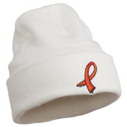 Kidney Cancer Ribbon Embroidered Long Beanie