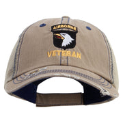 Licensed 101st Airborne Veteran Embroidered Low Profile Special Cotton Mesh Cap - Khaki OSFM