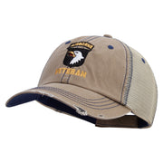 Licensed 101st Airborne Veteran Embroidered Low Profile Special Cotton Mesh Cap - Khaki OSFM