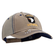 Licensed 101st Airborne Veteran Embroidered Low Profile Special Cotton Mesh Cap - Khaki OSFM