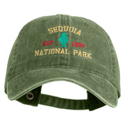 Sequoia National Park Embroidered Solid Cotton Twill Buckle Cap - Olive OSFM