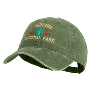 Sequoia National Park Embroidered Solid Cotton Twill Buckle Cap - Olive OSFM