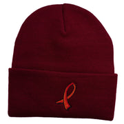 Kidney Cancer Ribbon Embroidered Long Beanie