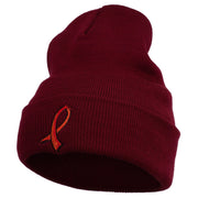 Kidney Cancer Ribbon Embroidered Long Beanie