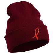 Kidney Cancer Ribbon Embroidered Long Beanie