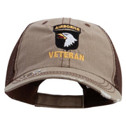 Licensed 101st Airborne Veteran Embroidered Low Profile Special Cotton Mesh Cap - Khaki-Brown OSFM